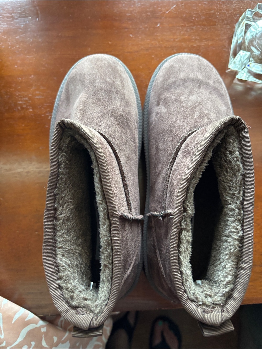 Mudd Brown Suede Faux-Fur Lined Ankle Booties